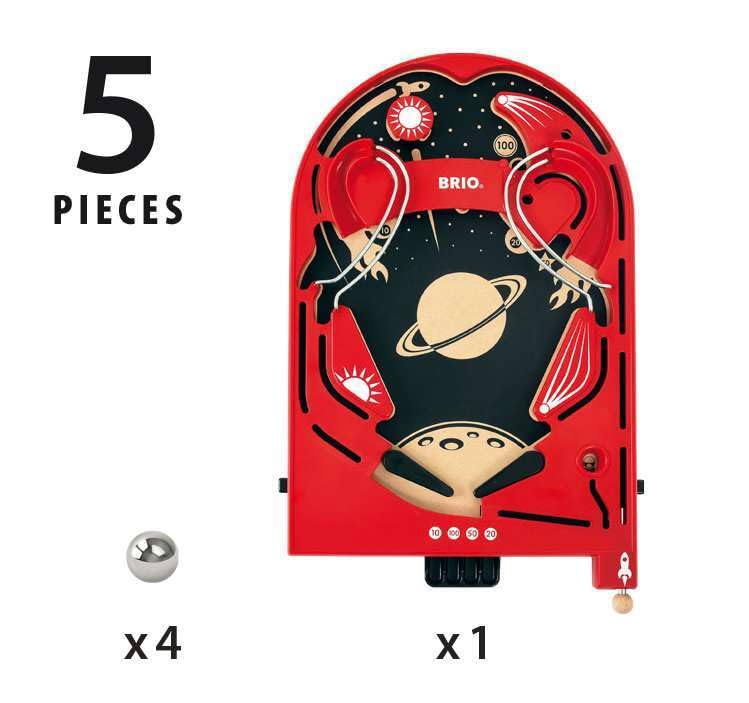 BRIO 34017 Pinball Game - Classic Vintage Arcade Style | Engaging Brain Game for Kids and Adults | Ideal Gift for Ages 6 and Up, Red - Image 3